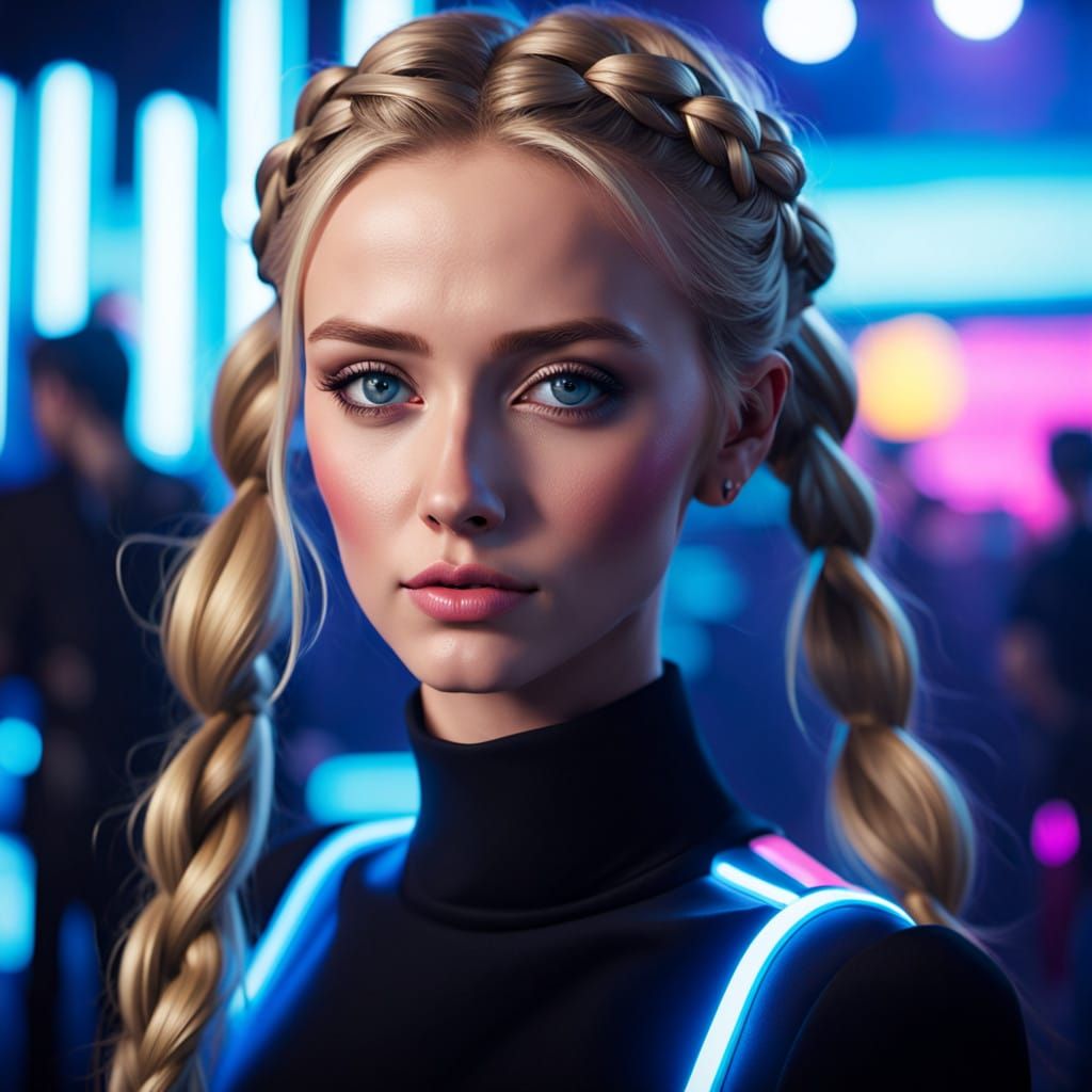 Elegant Beauty Meets Warrior Strength in a Vibrant Nightclub...