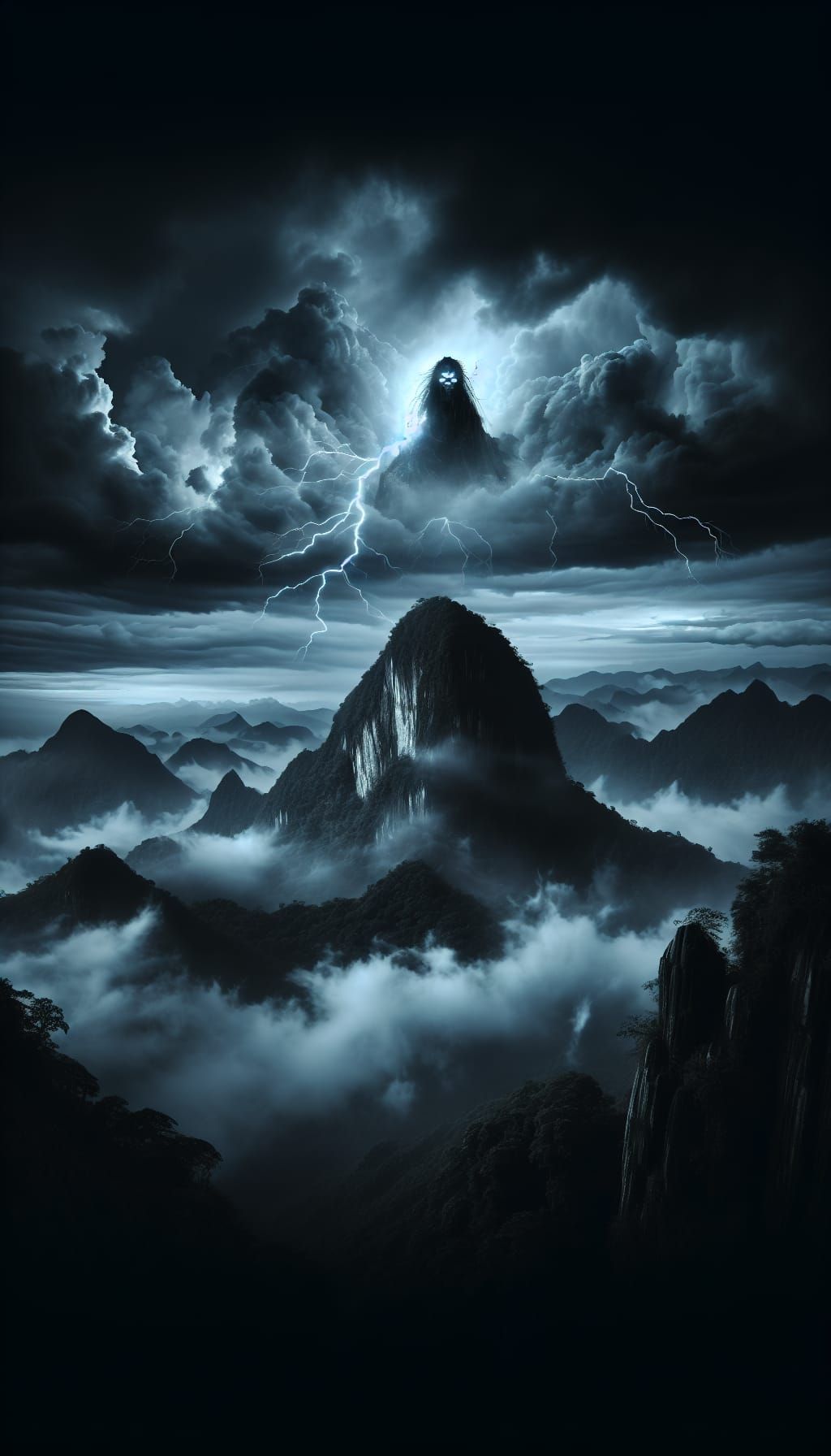 Dramatic Stormscape with Mystical Glowing Stone