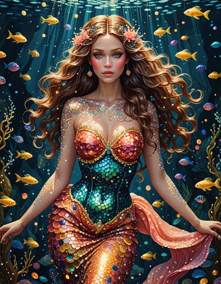 Magical Underwater World in Pointillist Style