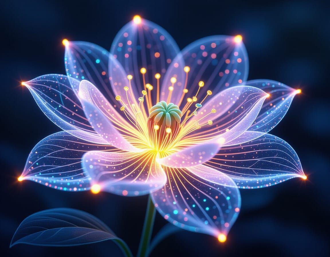 Glowing Alien Flower of Light Filaments