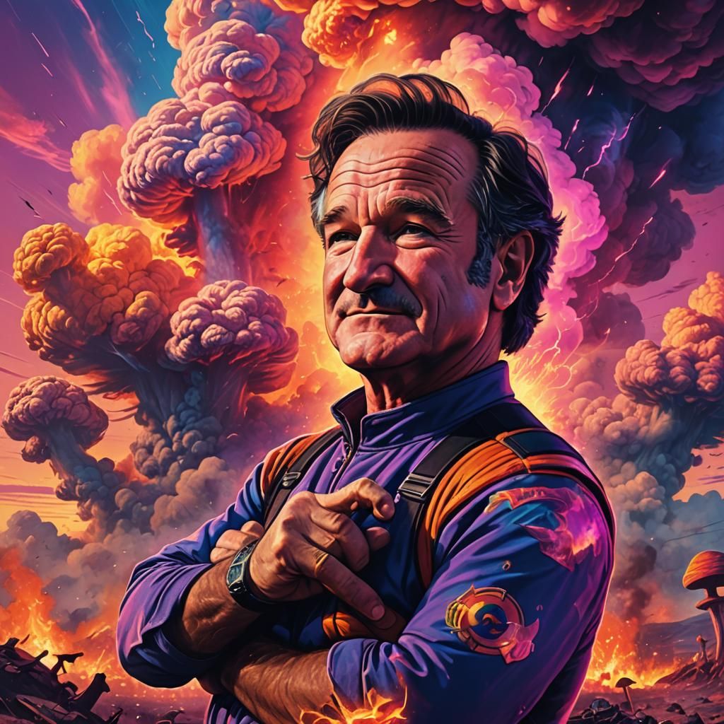 Epic Superhero in Wasteland Sunset