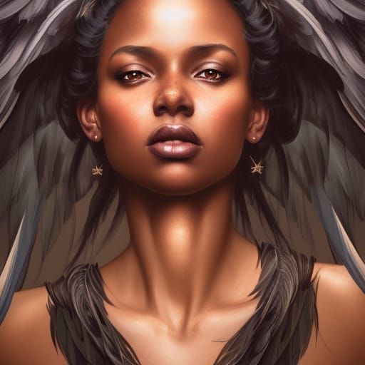 Celestial Portrait of a Black Female Angel
