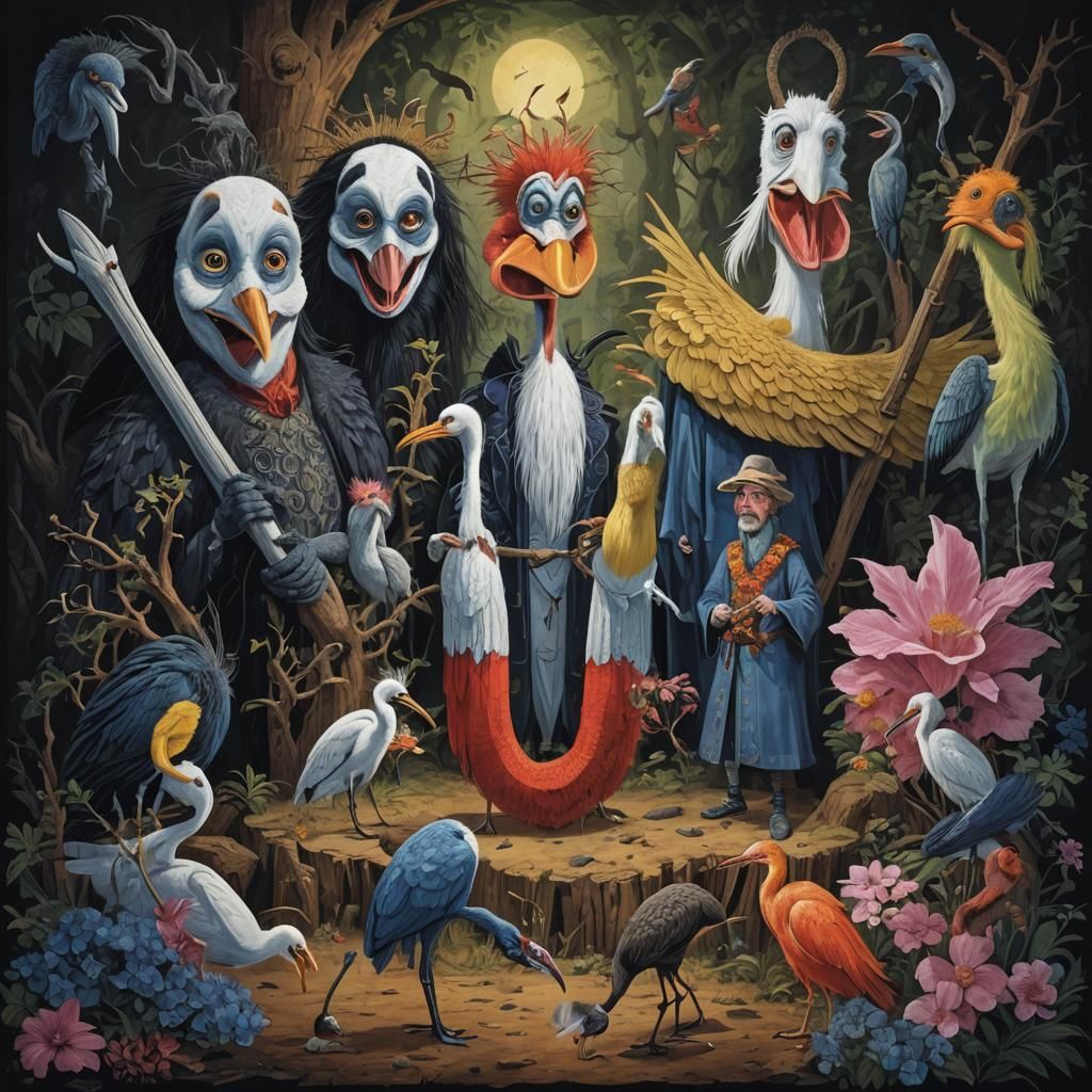 Surreal Zoo of Enchanted Creatures in Dark Style