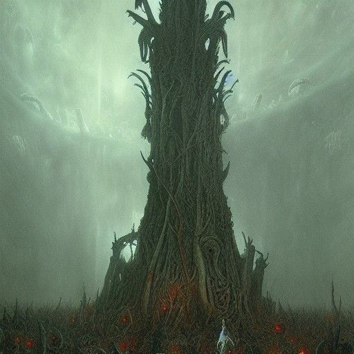Horror Mushroom Forest in Doré Style