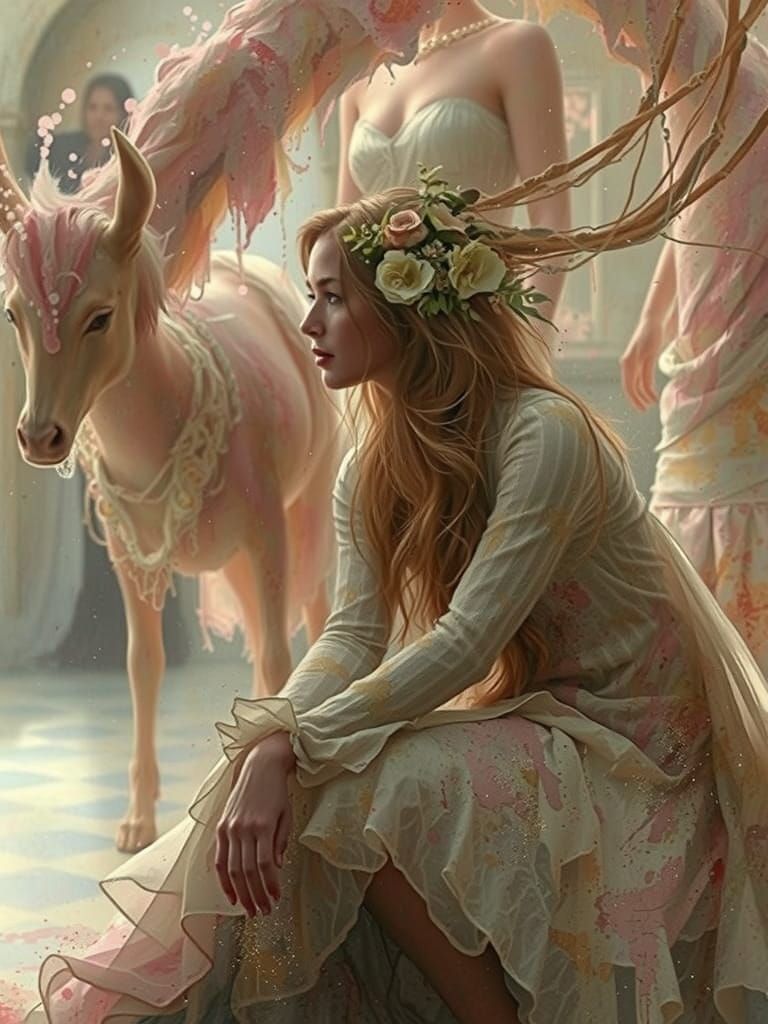 Ethereal Woman in Watercolor Tempest