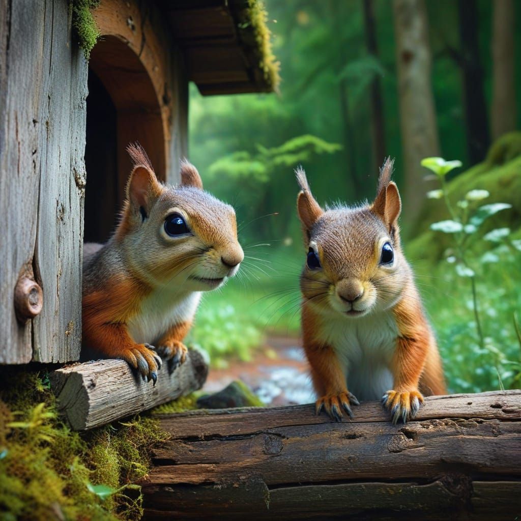 Squirrels Play Hide-and-Seek in Enchanting Forest