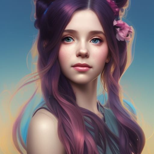 Belle Delphine Album Cover Art in Art Nouveau Style