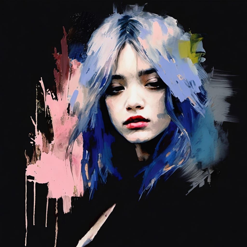 Ethereal Impressionist Portrait with Anime-Inspired Eyes