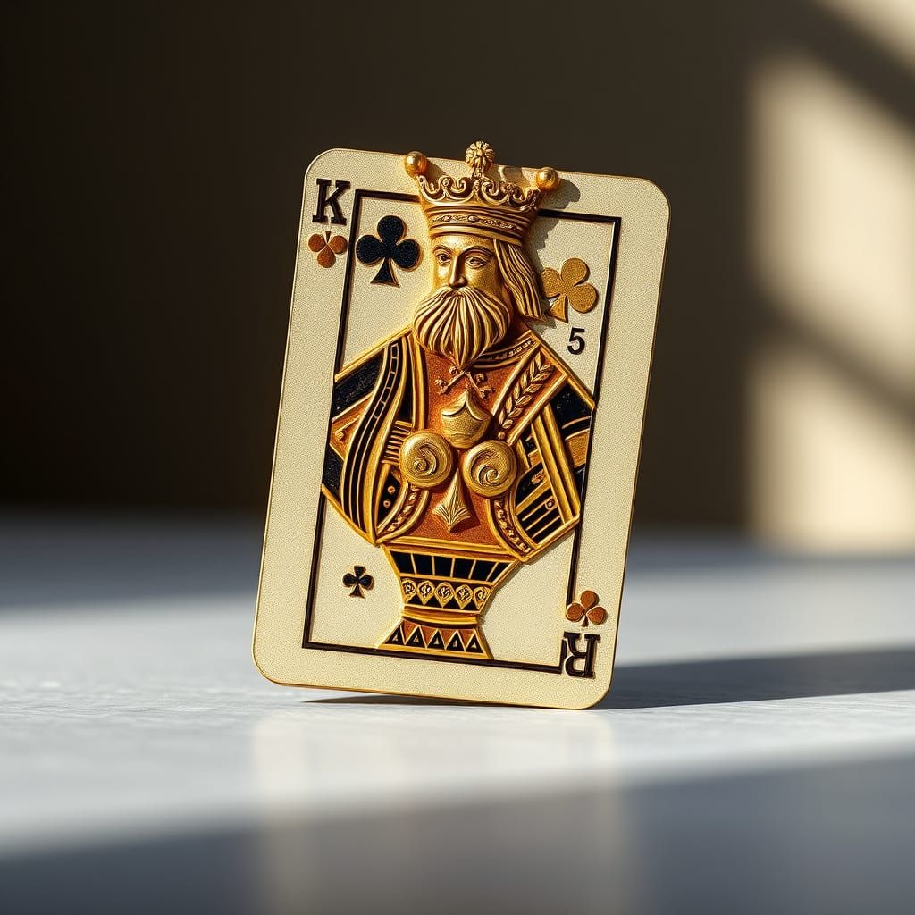 3D Embossed King of Clubs Card with Golden Details