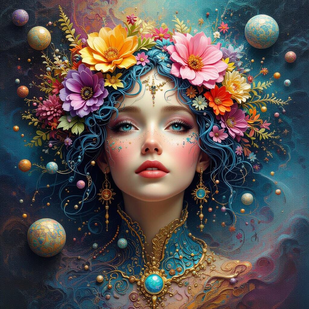 Vibrant Spacecore Illustration as Impasto Painting