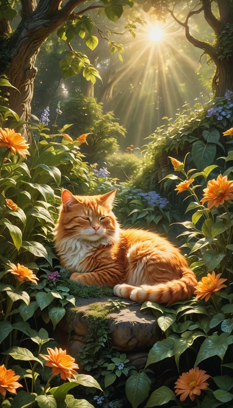 Renaissance Fantasy: Orange Cat in Golden Light