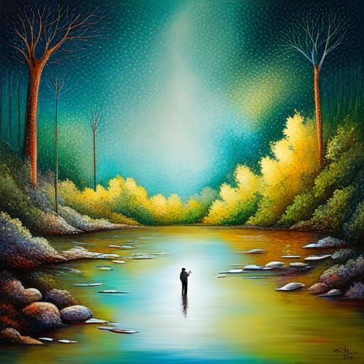 Conductor Orchestrates Nature in Abstract Art