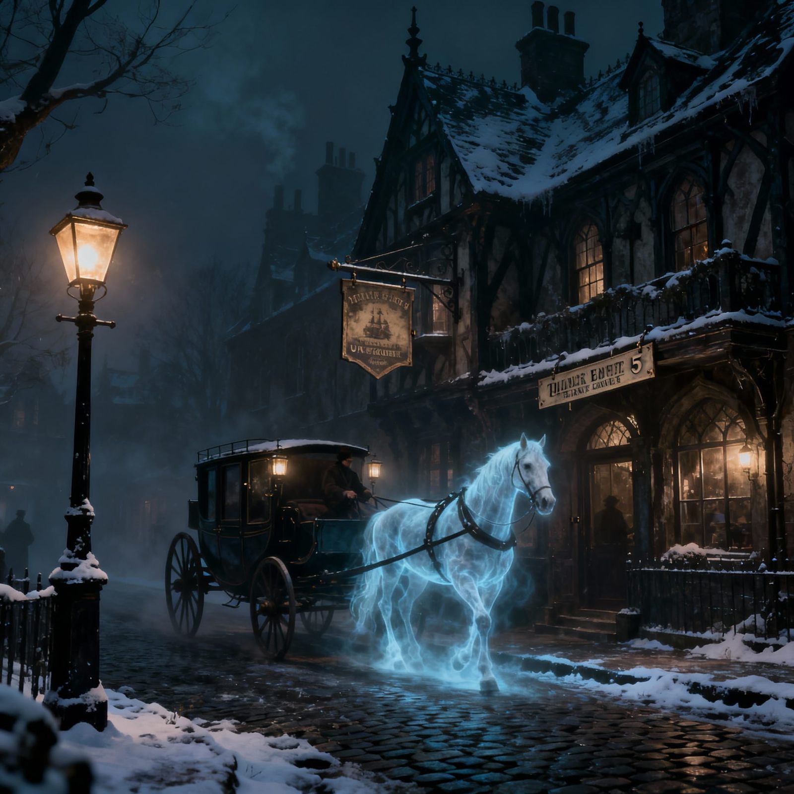 Eerie Victorian Village at Dusk