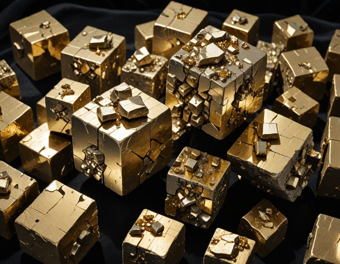 Luxurious Baroque Still Life with Glinting Gold Pyrite