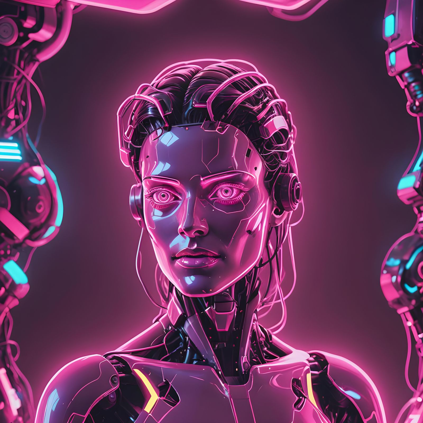 AI Physical Representation in Synthwave Neon Style