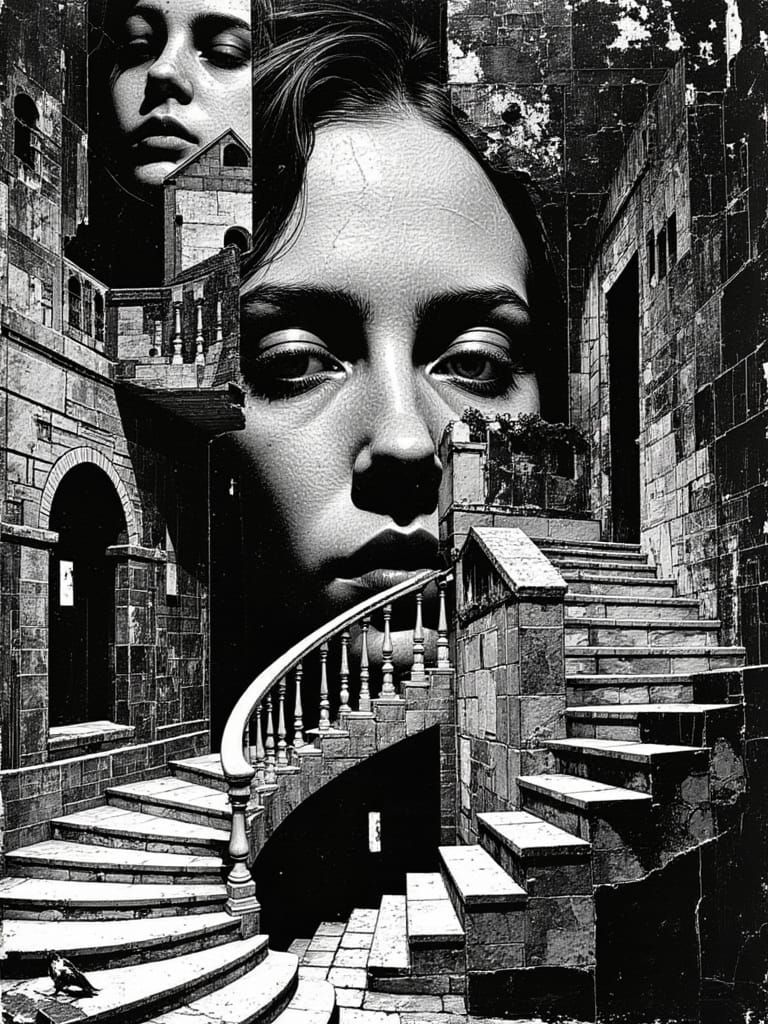 Escher-Inspired Labyrinthine Staircase in Golden Ratio Harmo...