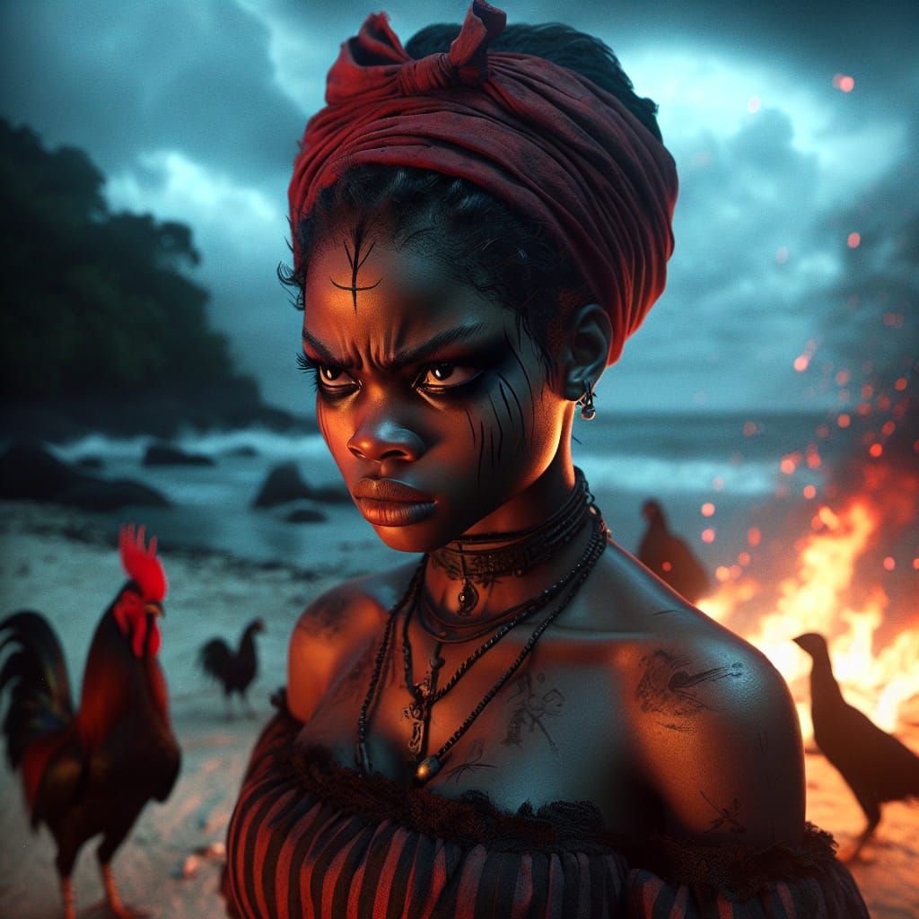 Haitian Voodoo Loa Marinette in Hyperrealistic Concept Art