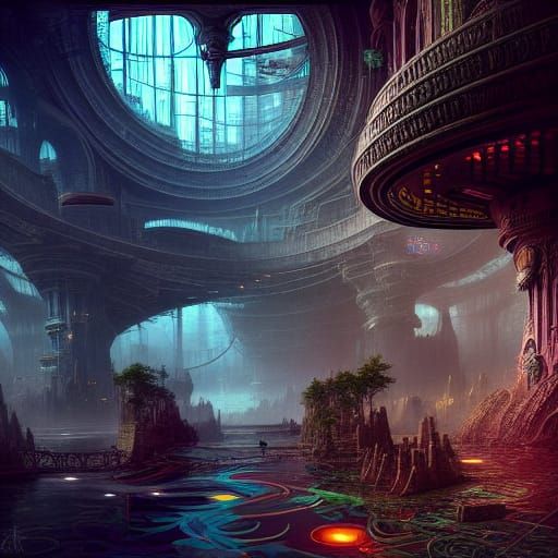 Aetherpunk Solar Landscape in Digital Matte Painting