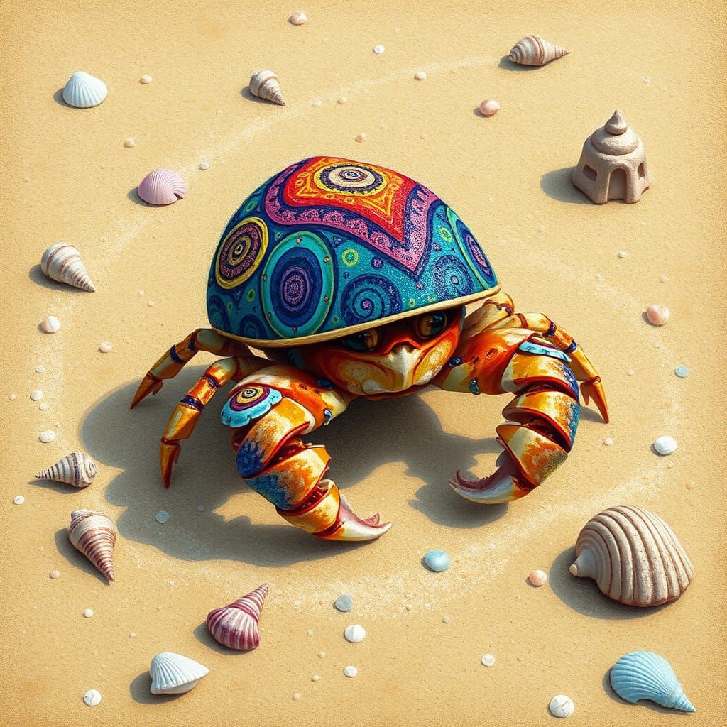 Psychedelic Hermit Crab on Dream Beach