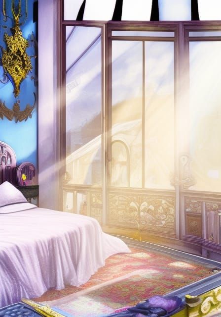 Gothic Master Bedroom with Sunlight in Googie Style