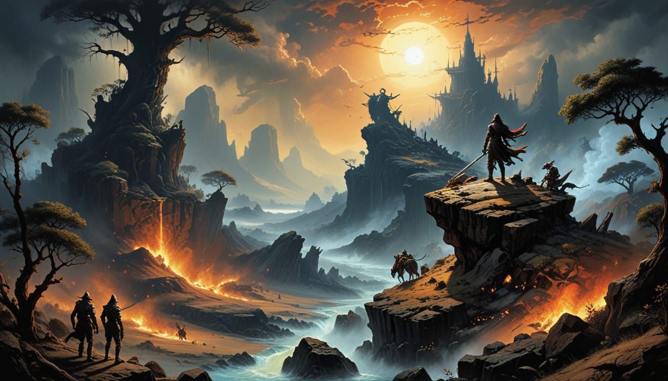 Surreal Fantasy Landscape in the Style of Masters