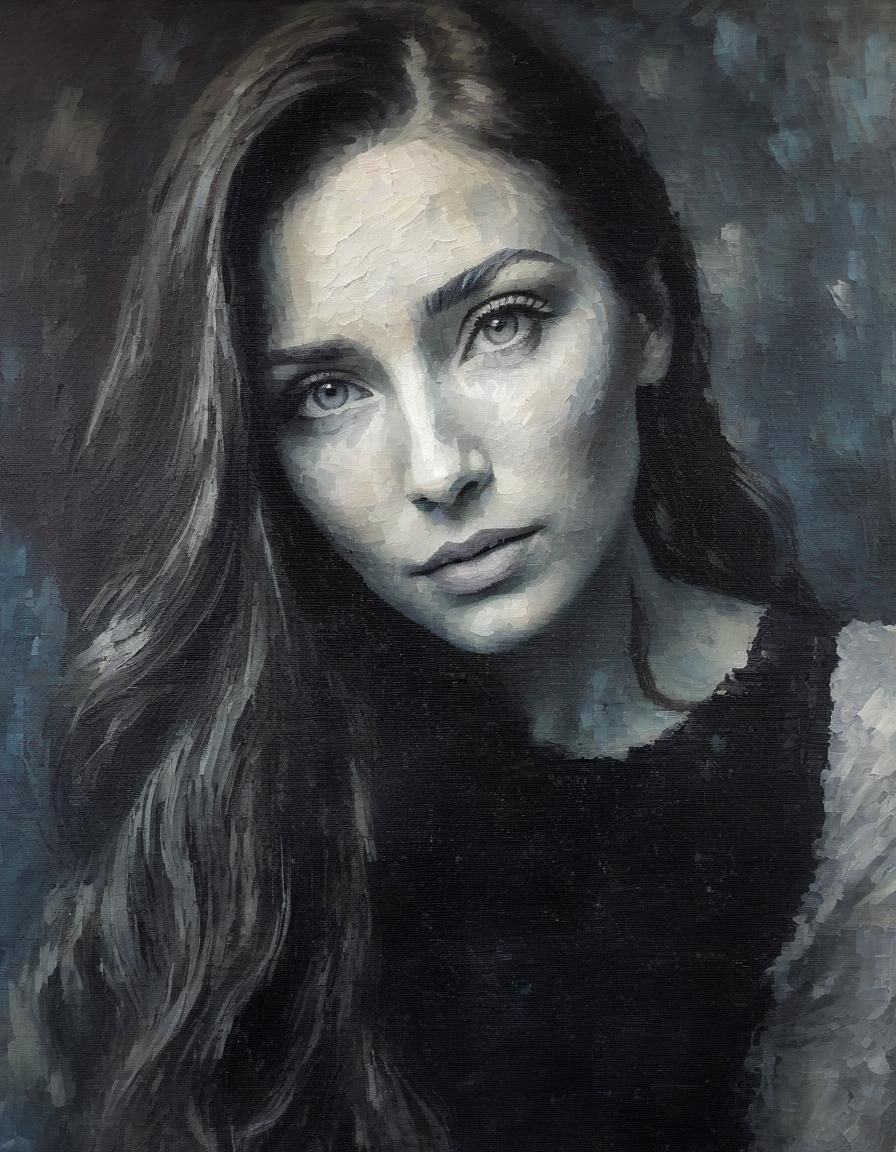 Post-Impressionist Oil Painting of a Beautiful Woman