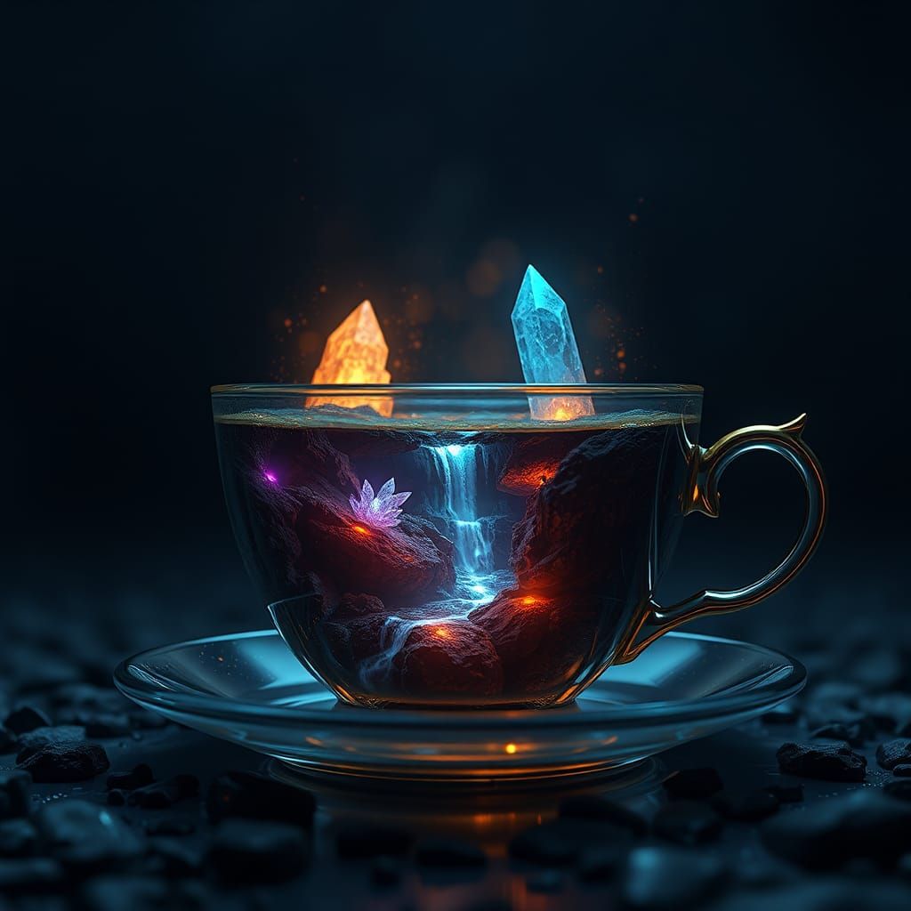 Mystical Cave Inside Teacup: Fantasy Concept Art