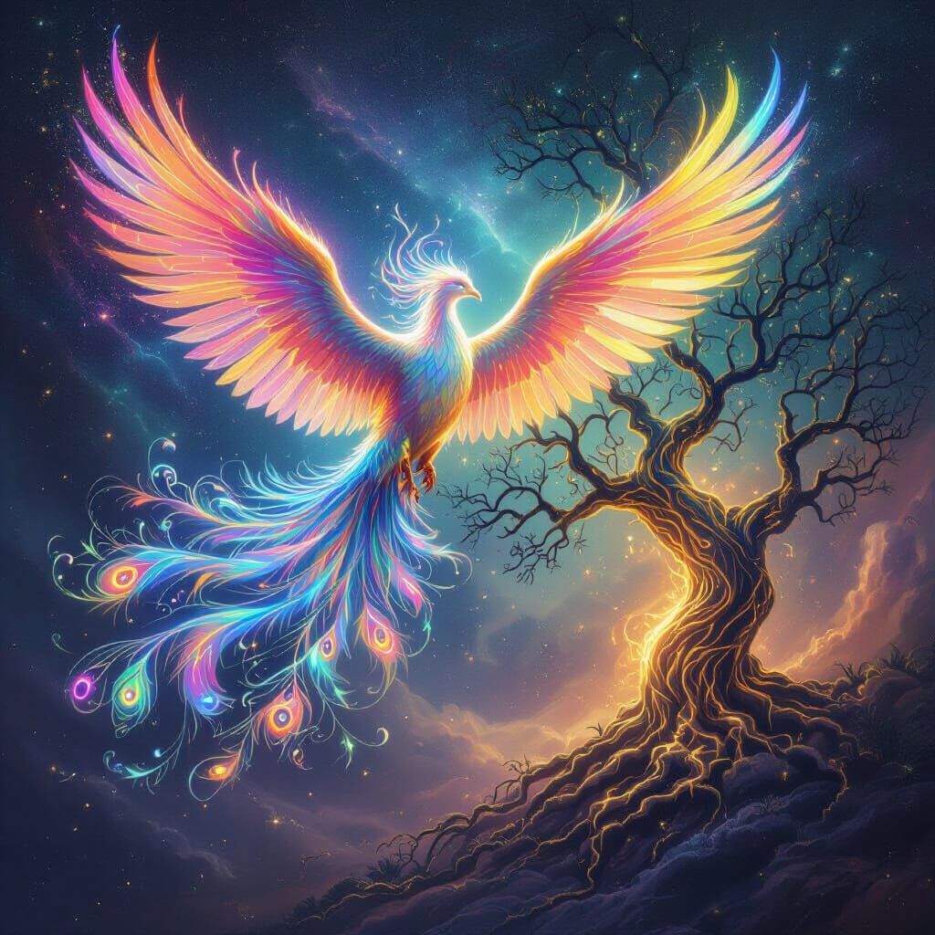 Celestial Phoenix Soaring Through Cosmic Expanse