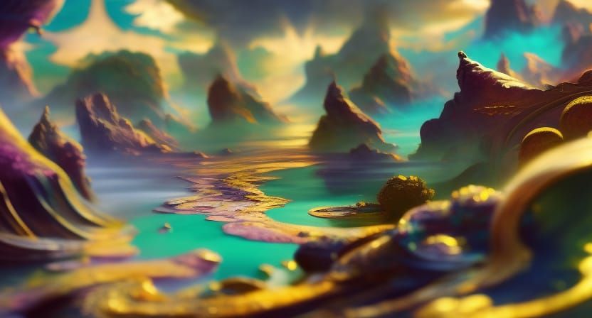 Magical World: Marble Water and Golden Filigree