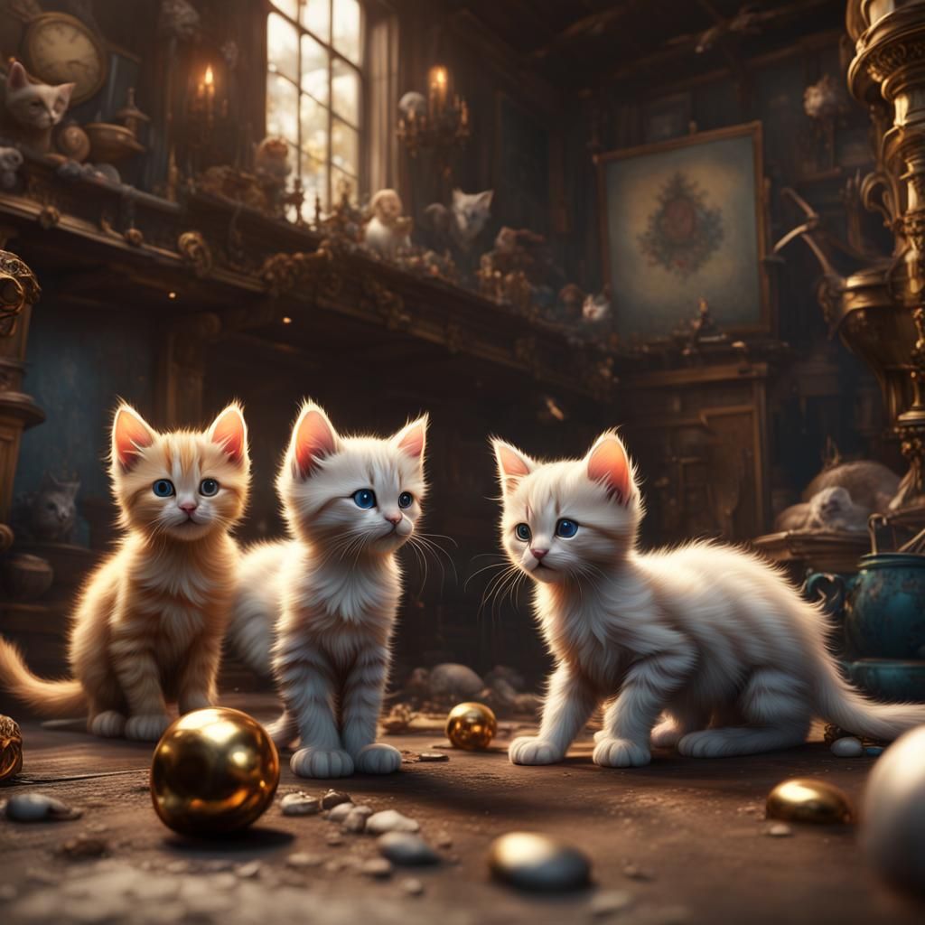 Fantastical Kittens in Detailed Matte Painting