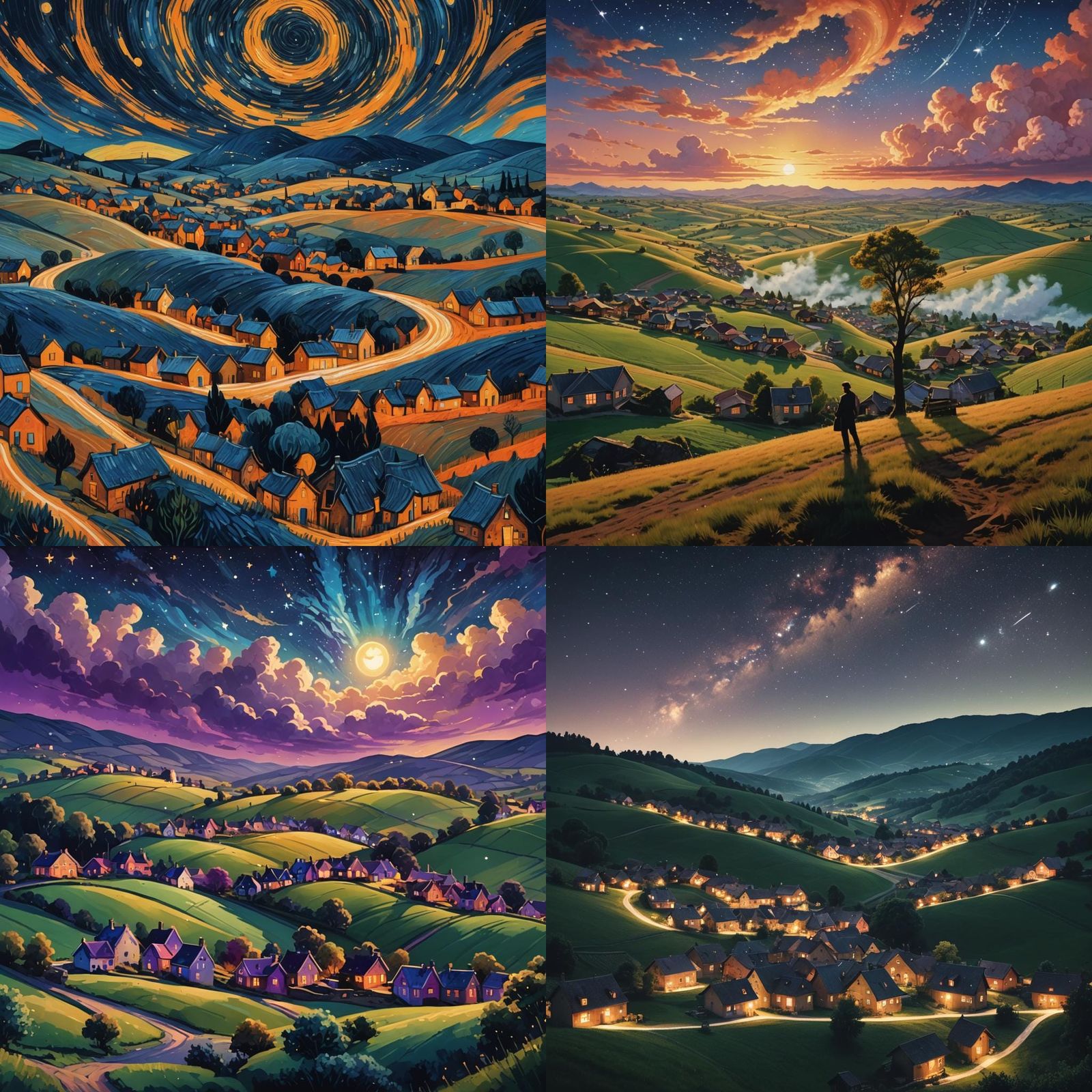 Mesmerizing Night Scene with Swirling Sky