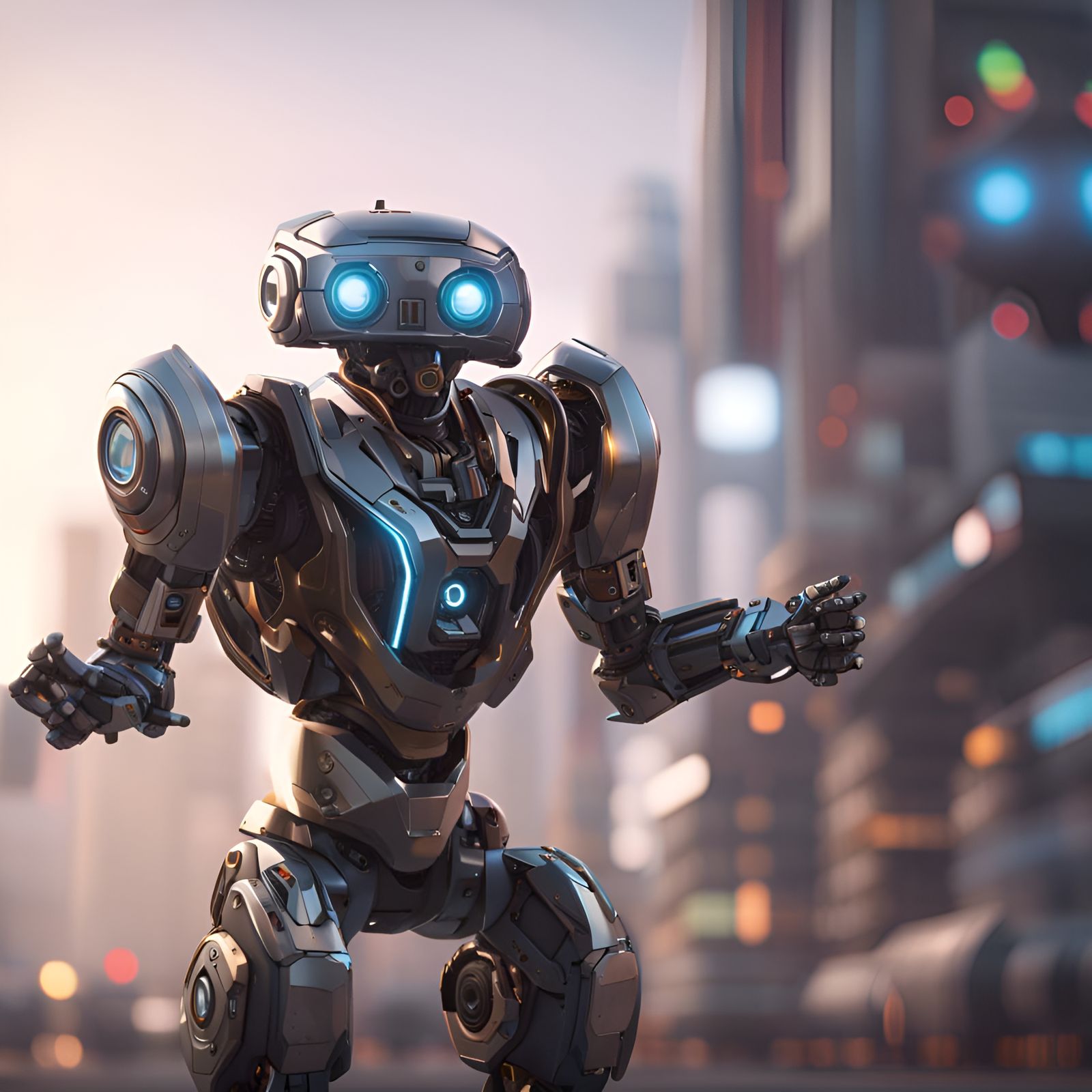 Friendly Nerdy Robot Avatar in Sci-Fi Style