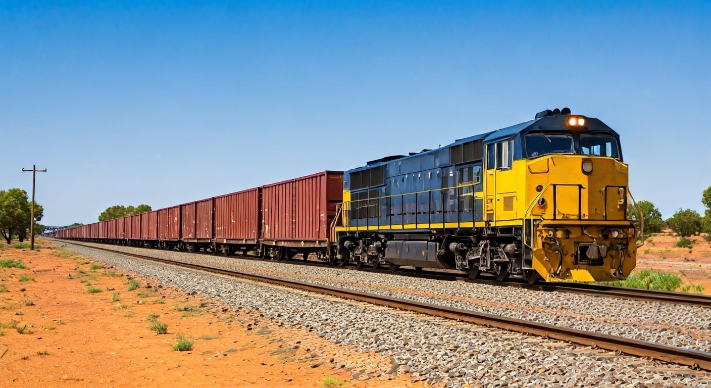 Vast Australian Desert Train Landscape in Realistic Style