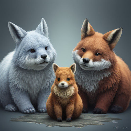 Surreal Gathering of Adorable Baby Animals in Vibrant Hyperr...