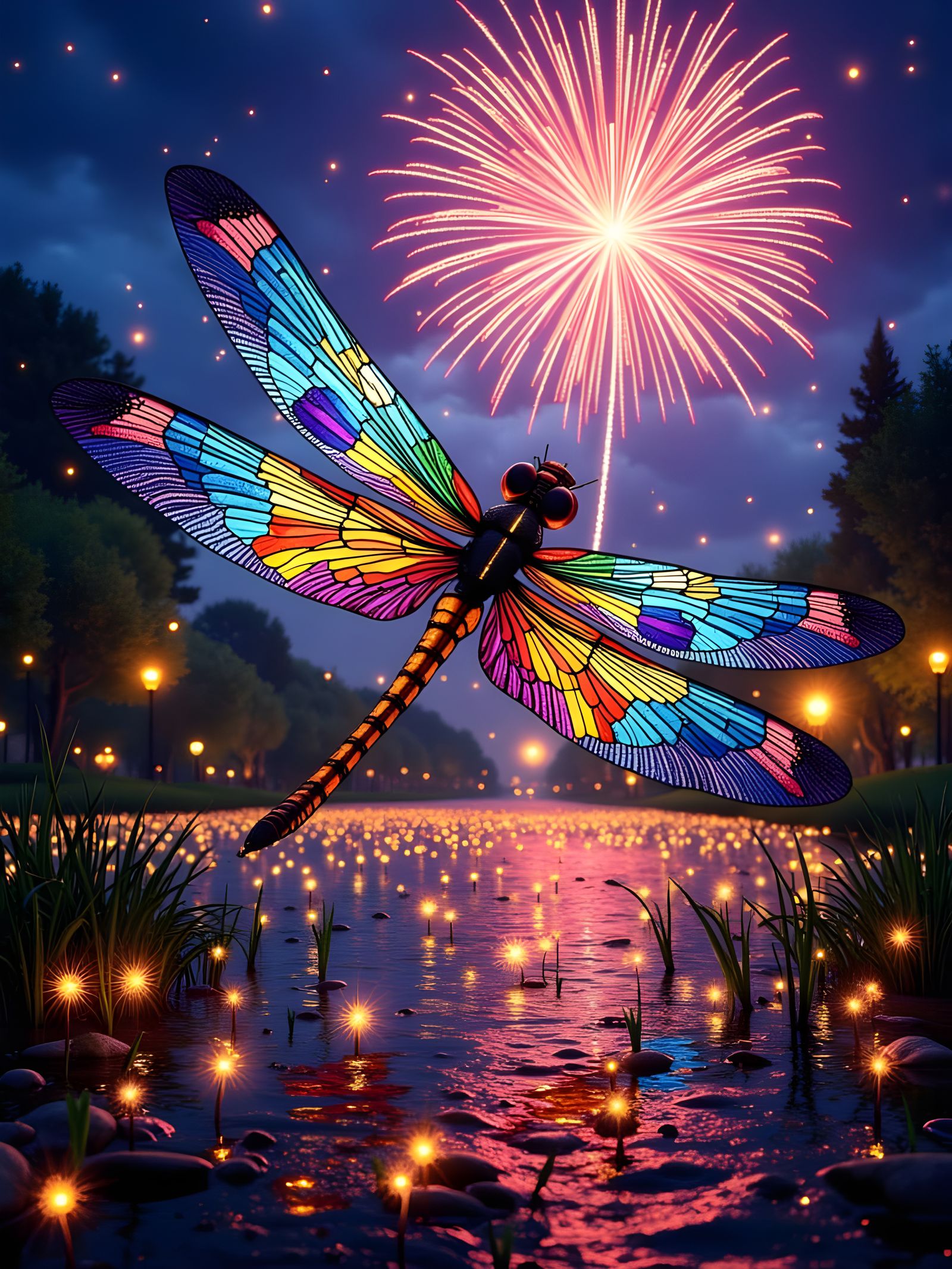 3D Dragonfly Celebration at Glistening Pond