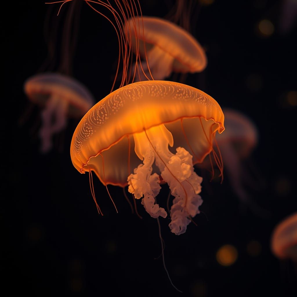 Bioluminescent Jellyfish Descends into Eerie Hellscape