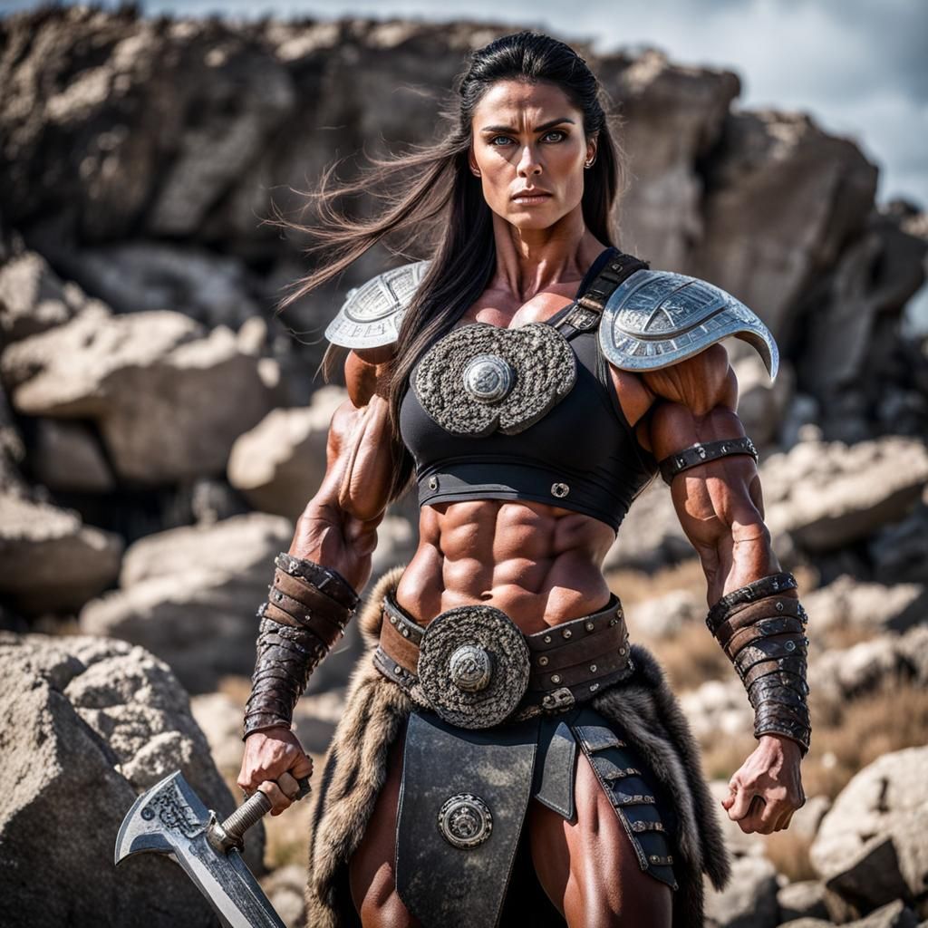 Fierce Female Barbarian Warrior Portrait