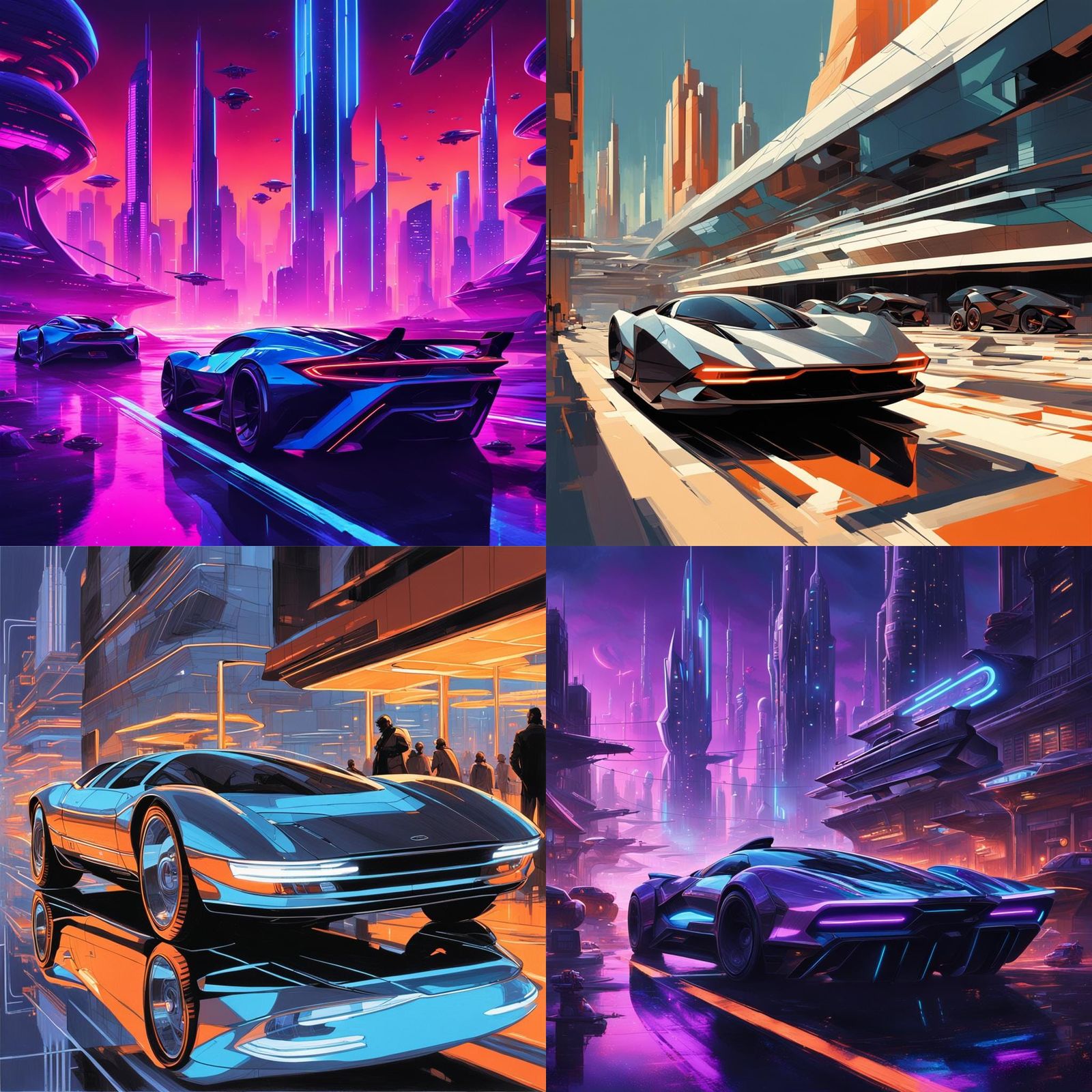 Futuristic Sports Cars on Alien Planetscape