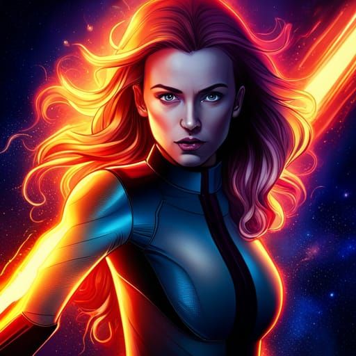 Dark Phoenix in Space: Hyperrealistic 64 Megapixel Image