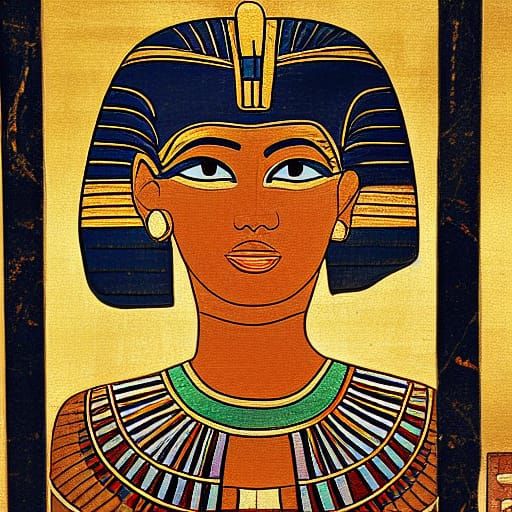 Egyptian Tomb Painting Style Portrait