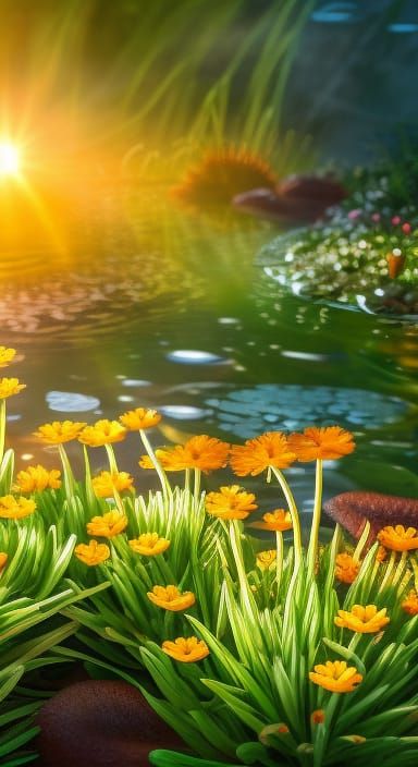 Flowers in a water garden