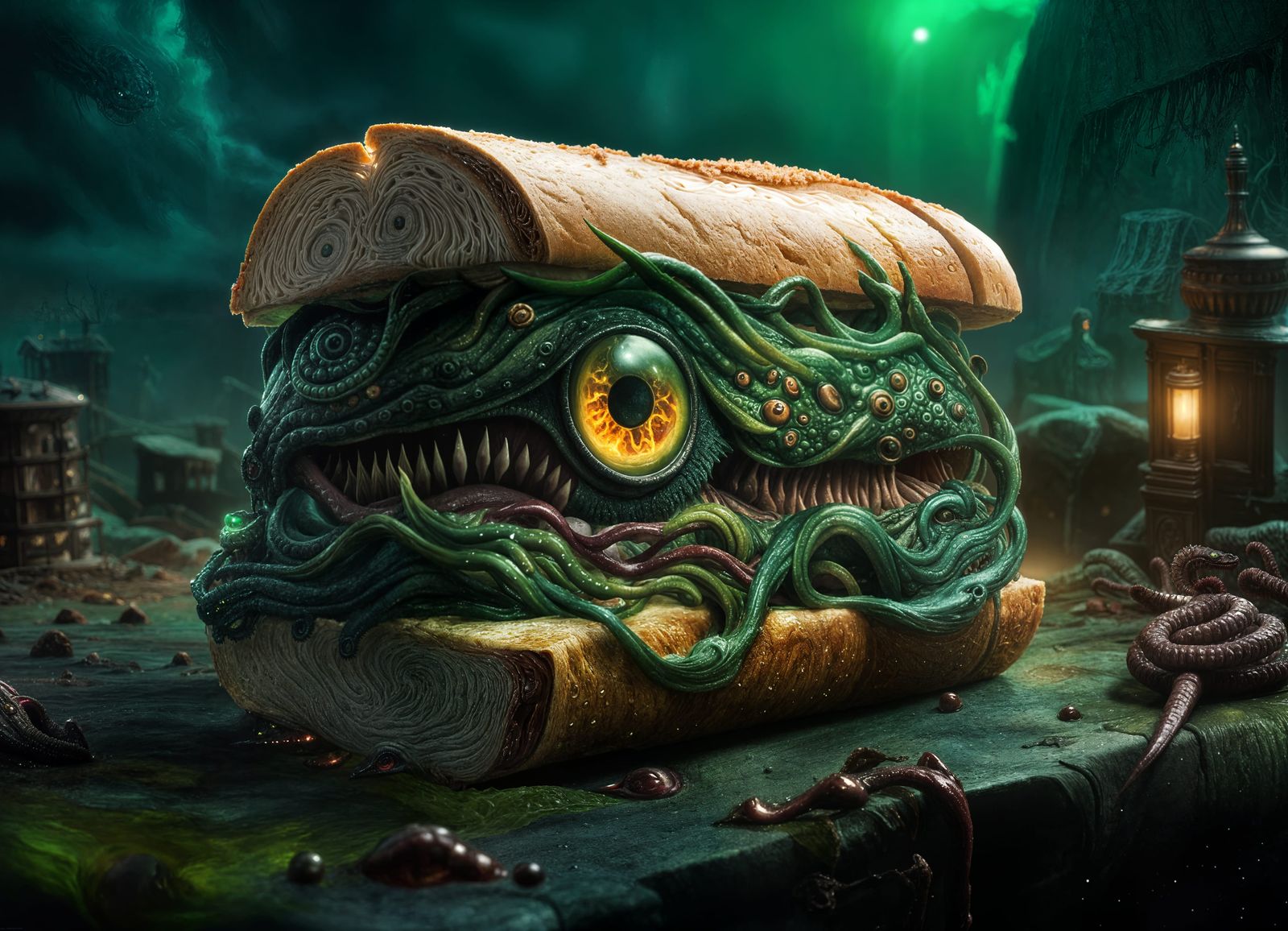 Lovecraftian Horror Sandwich: An Eldritch Culinary Nightmare