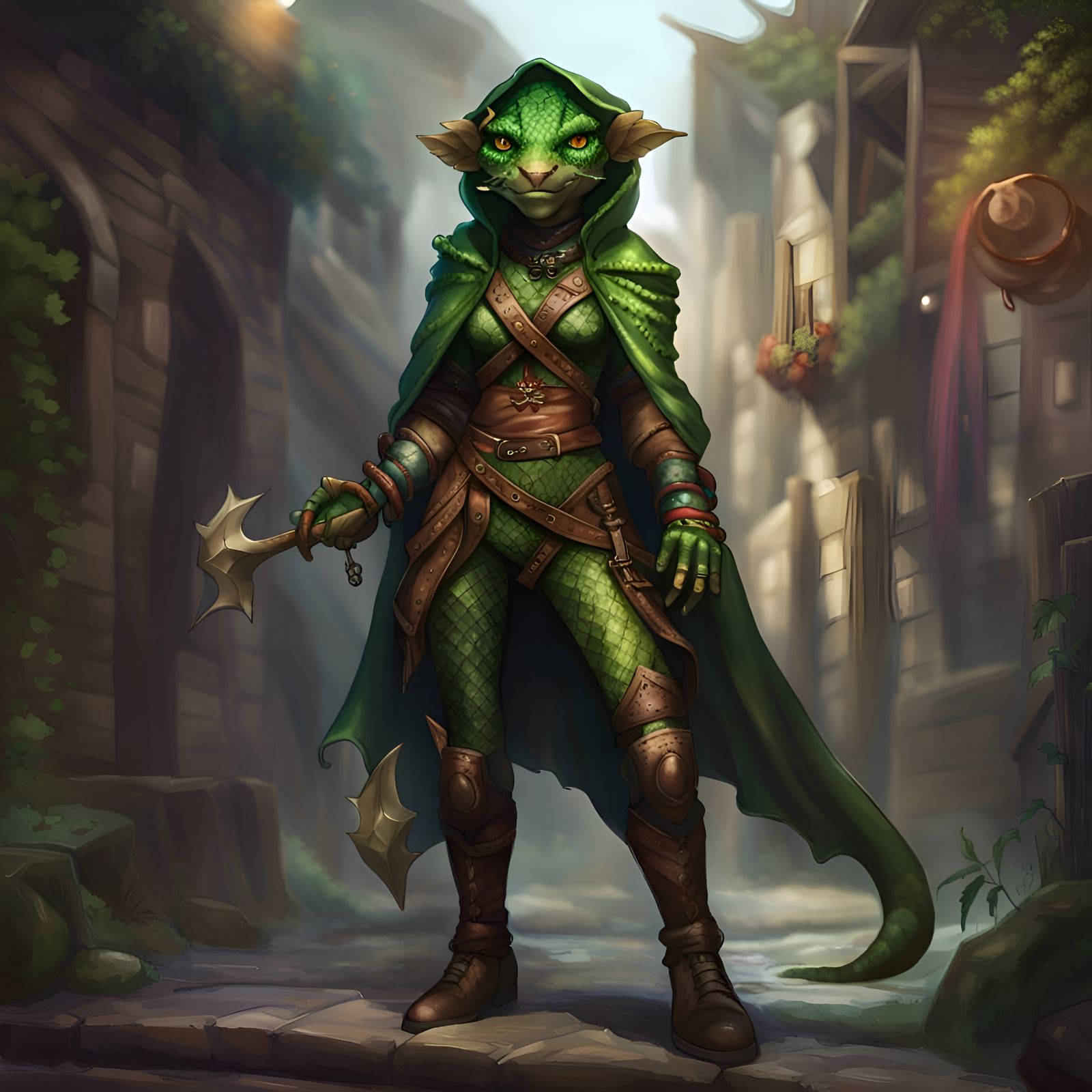 Fantasy Kobold Dragonmaster on Castle Wall