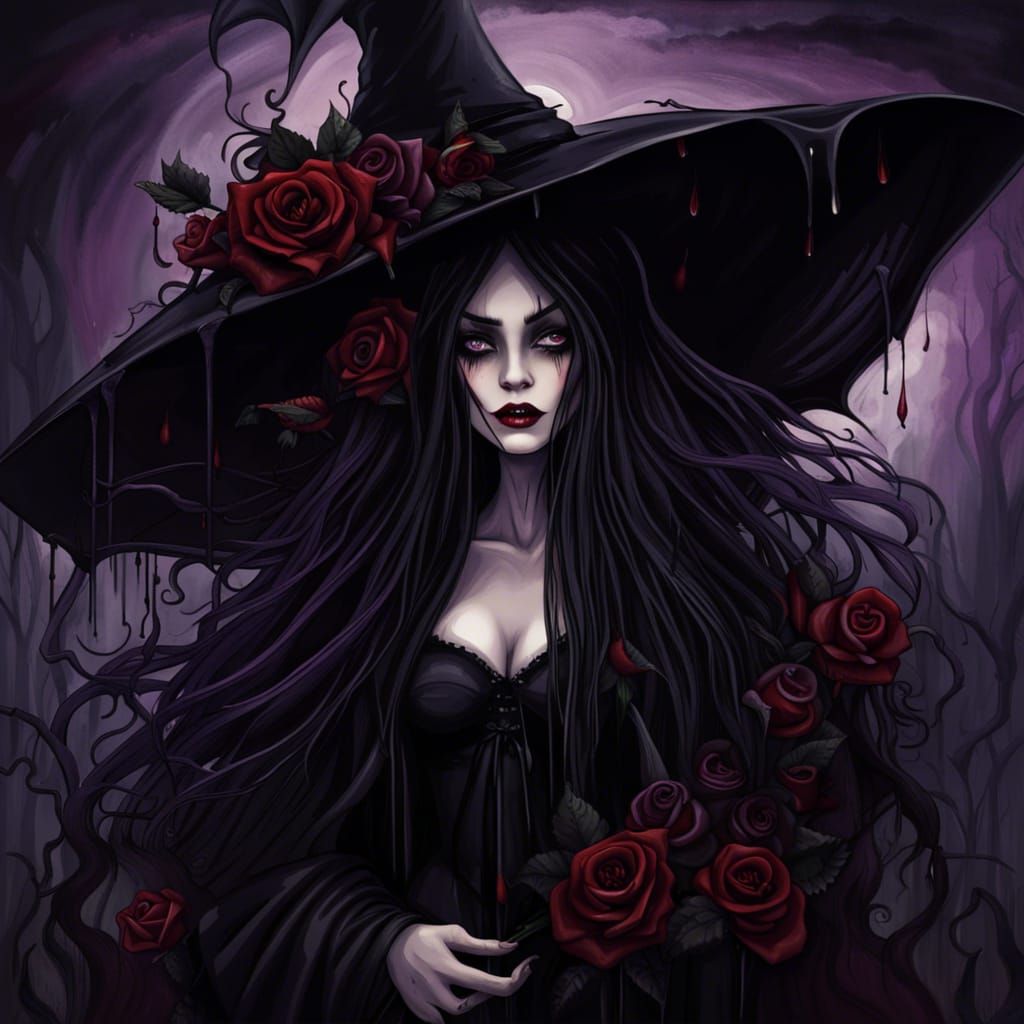 Gothic Dark Fantasy Faerie in Cartoon Style