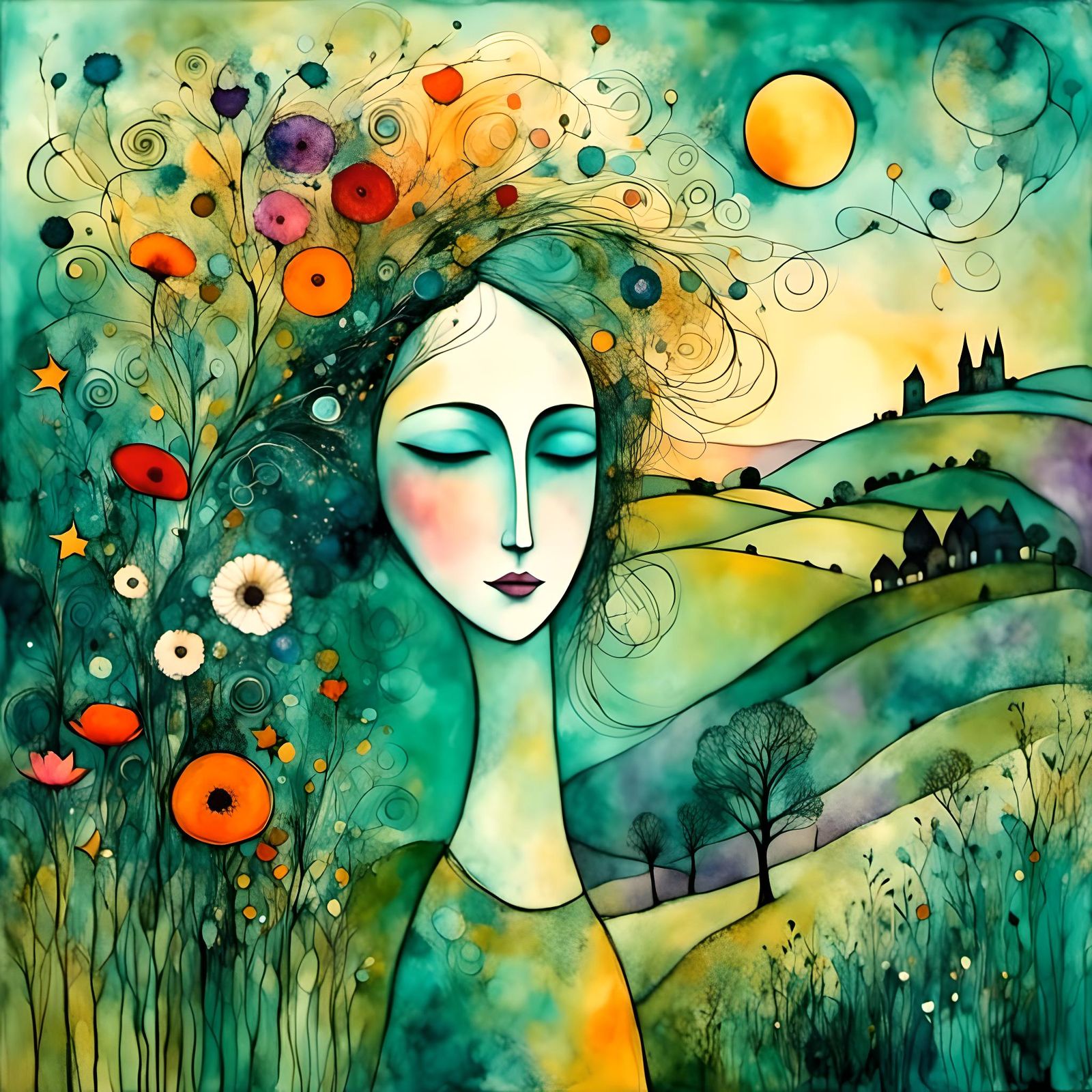 Dreamlike Whimsical Scene in Figurative Style