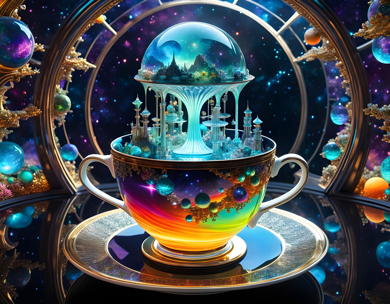 Crystal Arcology in Deep Space: Teslapunk Elegance