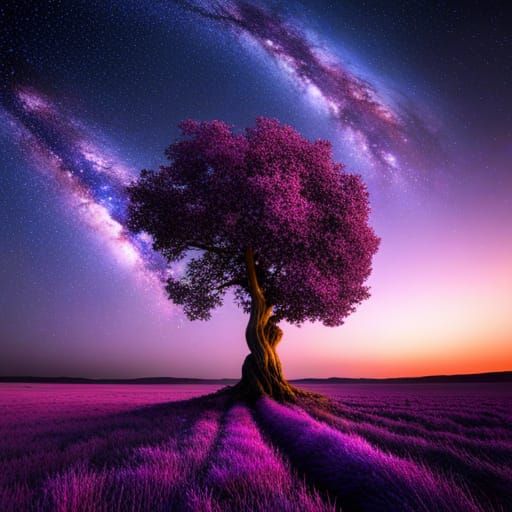 Celestial Galaxy Tree: AI Art