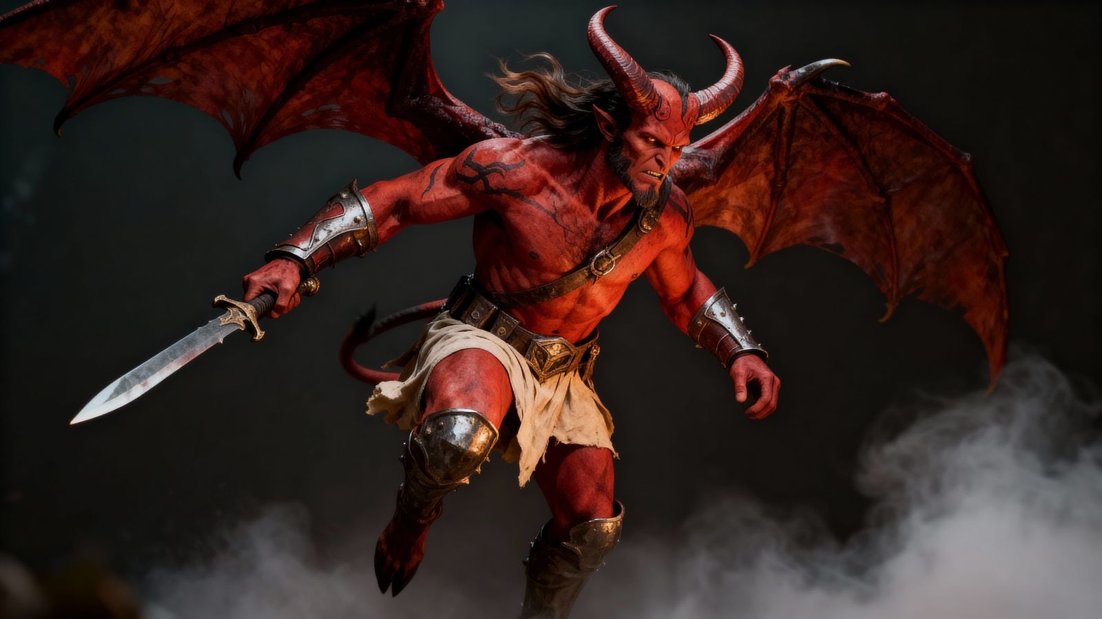 Tiefling Warrior Standing Tall on Two Legs