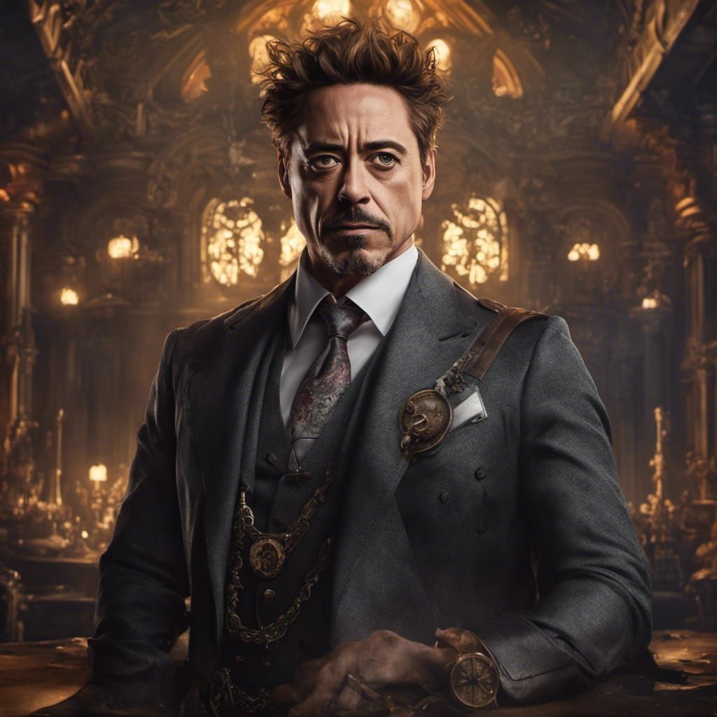 Robert Downey Jr Portrait in Dark Fantasy Style