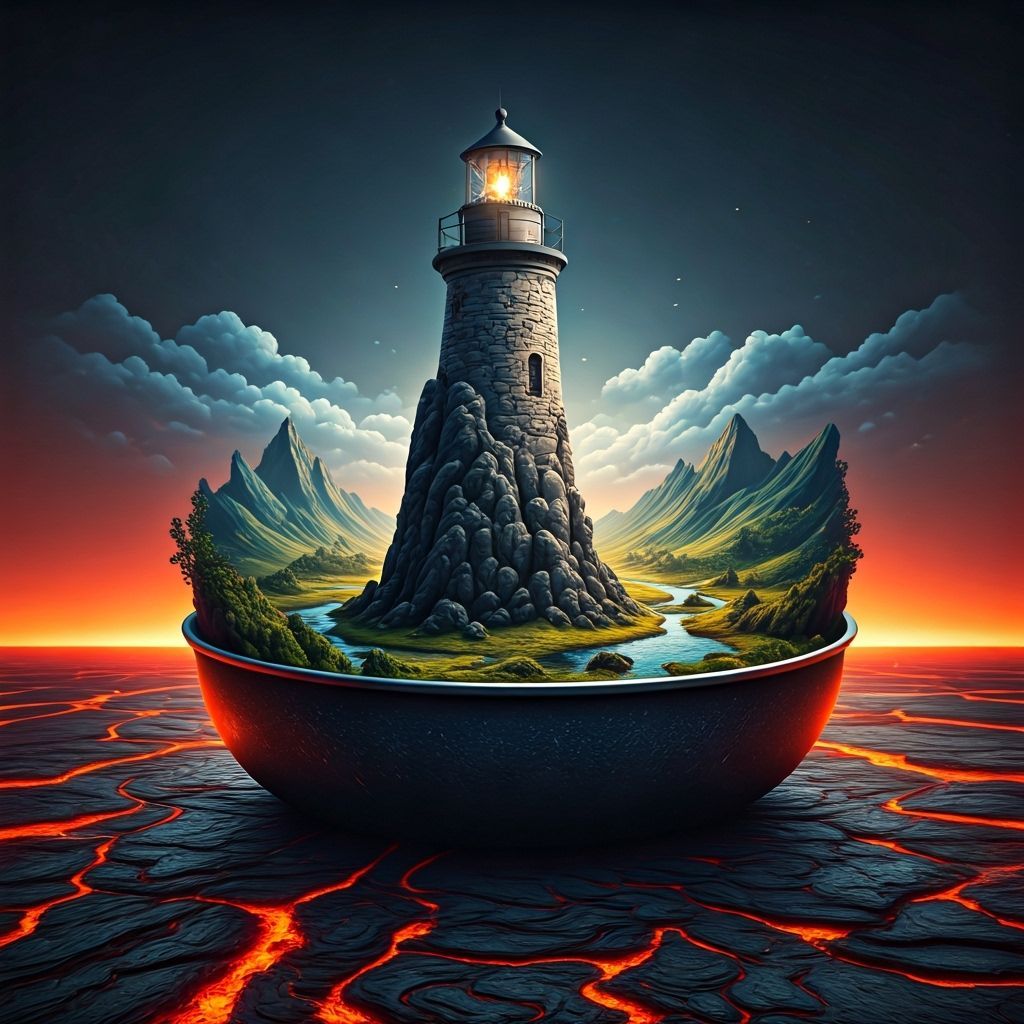 Lighthouse in Frying Pan on Lava Lake